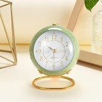 Retro Green Analog Alarm Clock with Night Light