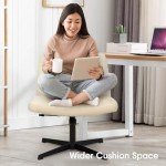 Beige Adjustable Armless Cross Leg Office Chair