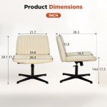 Beige Adjustable Armless Cross Leg Office Chair