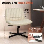 Beige Adjustable Armless Cross Leg Office Chair