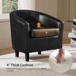Set of 2 Faux Leather Barrel Accent Chairs