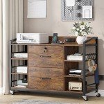 Rustic Brown 2-Drawer File Cabinet with Lock