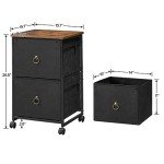 Rolling File Cabinet with 2 Drawers - Black/Brown