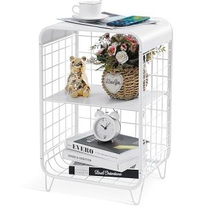 Cute Vintage 3-Tier Metal Nightstand Table