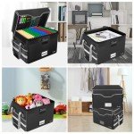 Fireproof File Box with Lock and Mesh Pockets