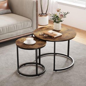 Rustic Round Nesting Coffee Table Set of 2