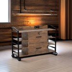 Rustic Brown 2-Drawer File Cabinet with Lock