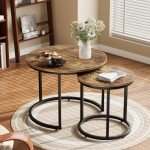 Rustic Round Nesting Coffee Table Set of 2