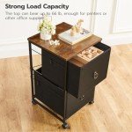 Rolling File Cabinet with 2 Drawers - Black/Brown
