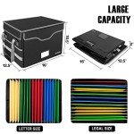 Fireproof File Box with Lock and Mesh Pockets