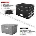 Fireproof File Box with Lock and Mesh Pockets