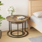 Rustic Round Nesting Coffee Table Set of 2
