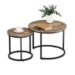 Rustic Round Nesting Coffee Table Set of 2