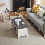 VINGLI Farmhouse Lift Top Coffee Table with Storage