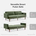 Olive Green Mid-Century Modern Futon Sofa Bed