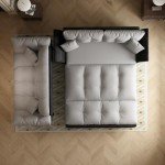 74.8'' Velvet Pull-Out Sofa Bed in Grey
