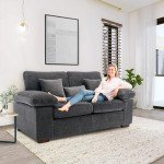Modern Grey Loveseat Sofa with Removable Cushions