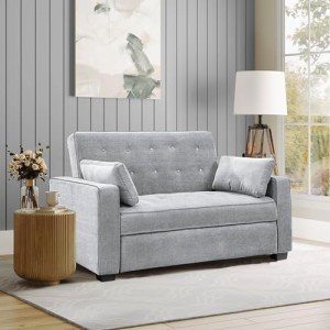 Ainsley Full Size Convertible Loveseat - Light Grey