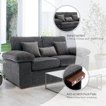 Modern Grey Loveseat Sofa with Removable Cushions