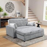 Ainsley Full Size Convertible Loveseat - Light Grey