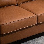 Brown Tufted PU Leather 51" Loveseat Sofa