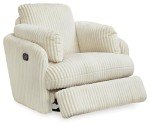 Contemporary White Swivel Glider Recliner with Storage