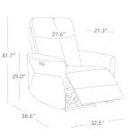Brown Leather Power Recliner Chair with Charging Ports