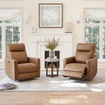 Brown Leather Power Recliner Chair with Charging Ports