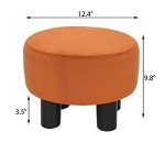 Velvet Round Foot Rest Ottoman - Orange
