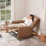 Brown Leather Power Recliner Chair with Charging Ports