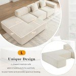 Cream Minimalist L-Shaped Sectional Sofa for Living Room