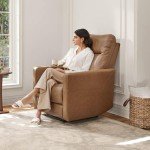 Brown Leather Power Recliner Chair with Charging Ports