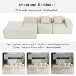 Cream Minimalist L-Shaped Sectional Sofa for Living Room