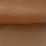 Caramel Brown Round Faux Leather Ottoman Bench
