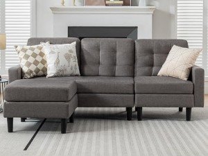 Modern Grey L-Shaped Convertible Sectional Sofa