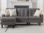 Modern Grey L-Shaped Convertible Sectional Sofa