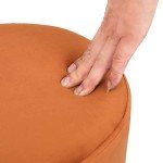 Velvet Round Foot Rest Ottoman - Orange