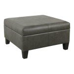 Large Gray Faux Leather Storage Ottoman for Home