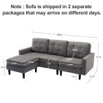 Modern Grey L-Shaped Convertible Sectional Sofa