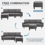 Modern Grey L-Shaped Convertible Sectional Sofa