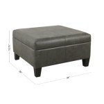 Large Gray Faux Leather Storage Ottoman for Home