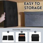 Velvet Storage Ottoman with Side Pocket - Black