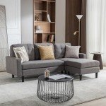 Modern Grey L-Shaped Convertible Sectional Sofa