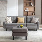 Modern Grey L-Shaped Convertible Sectional Sofa