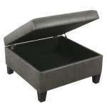 Large Gray Faux Leather Storage Ottoman for Home
