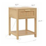 Rovaurx Rattan Nightstand with Charging Station