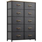 10-Drawer Fabric Dresser Storage Tower in Dark Gray