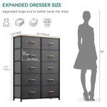 10-Drawer Fabric Dresser Storage Tower in Dark Gray