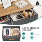 10-Drawer Fabric Dresser Storage Tower in Dark Gray