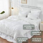 Fluffy White Queen Comforter Set with Ruffles